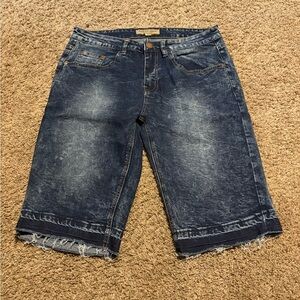 Brooklyn Laundry Blue Denim Shorts men’s sz 32 distressed long